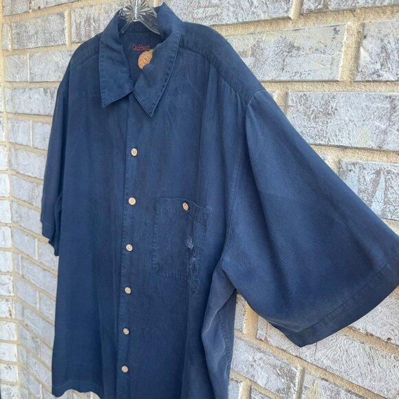 Caribbean Short Sleeve Button Up Collared Parrot Graphic Back Shirt Size XL - Picture 5 of 7